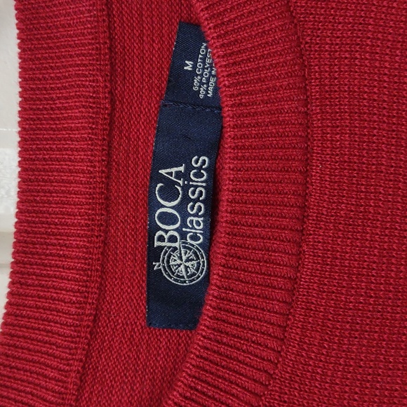 Boca Classics Men's Red Knit Long Sleeve Crewneck Pullover Lightweight Sweater M - Picture 3 of 10